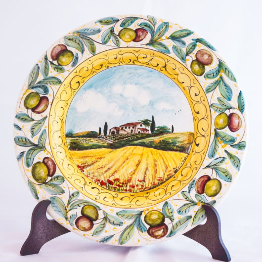 Piatto - Paesaggio Toscano con Olive