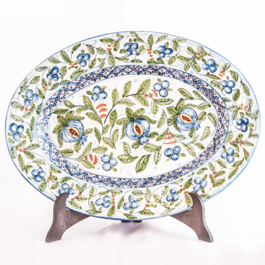 Vassoio Ovale - Decoro Melograni Azzurri