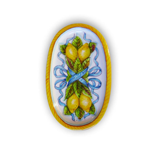Piatto ovale piccolo decoro Nastri - limoni