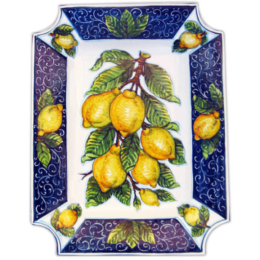 Vassoio rettangolare decoro Limoni