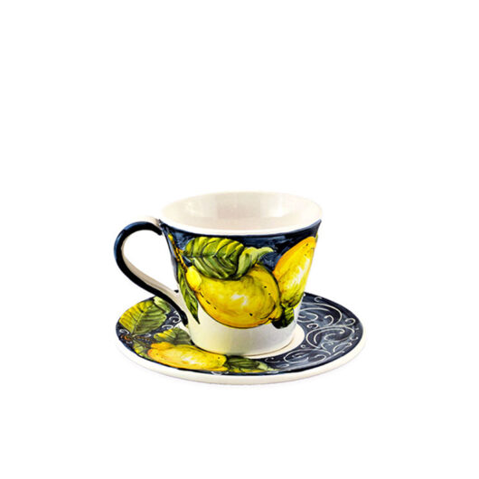 Tazza cappuccino con piatto - Limoni Blu