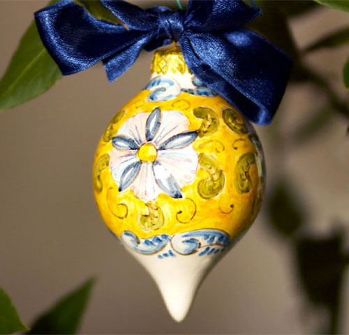 Pallina Natale a goccia - Decoro Fiori