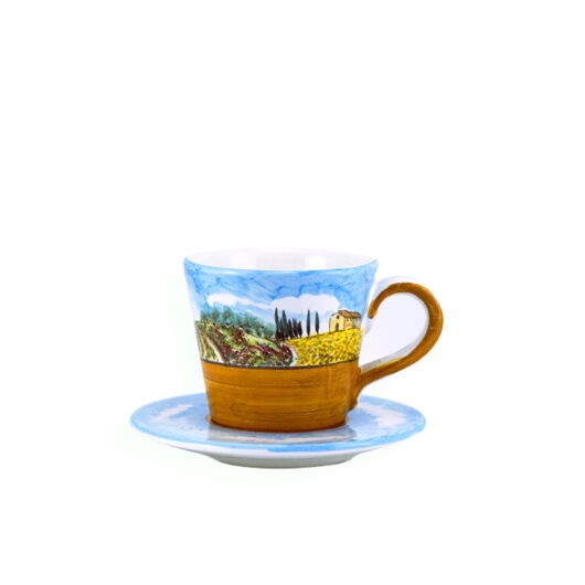 Tazza cappuccino con piatto - Paesaggio toscano