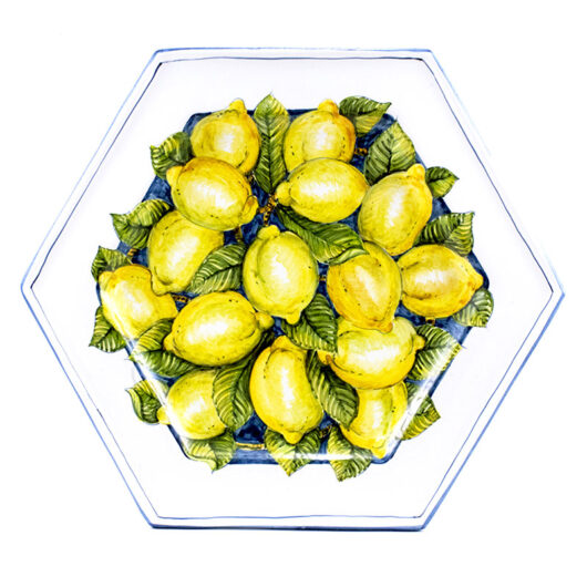 Piatto esagonale - Limoni blu