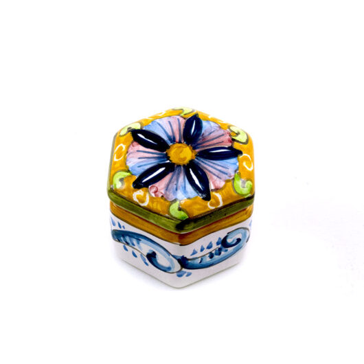 Portapasticche esagonale - Fiori gialli