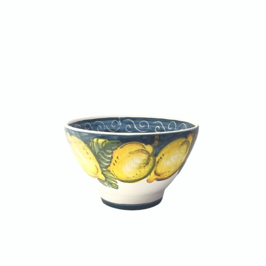 Tazza cereali - Decoro Limoni blu con piede