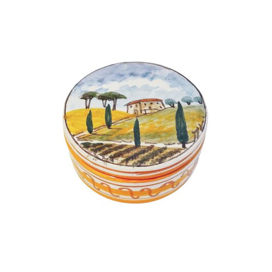 Scatola cilindrica - Paesaggio Toscano arancione