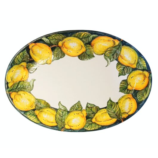 Vassoio ovale grande - Decoro Limoni blu